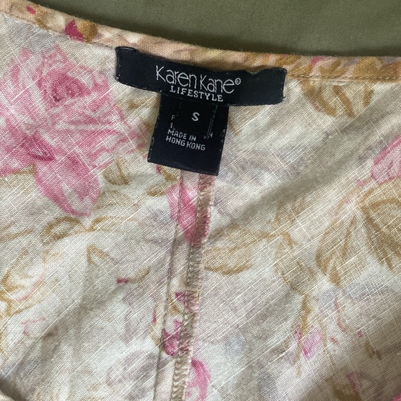 Karen Kane VINTAGE 100% LINEN Maxi Floral Dress - Picture 6 of 11